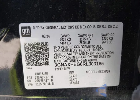 2024 Chevrolet Equinox Fwd Ls from USA, damaged, VIN 3GNAXHEG6RL303165